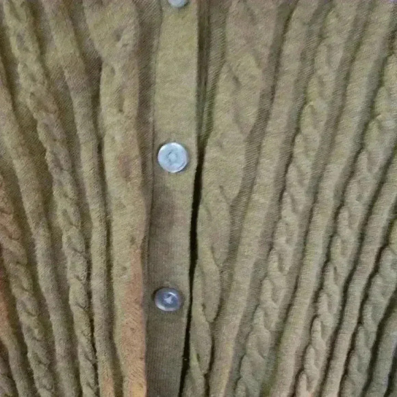 Lands End Cable Knit Cardigan Beige Girls Medium 10/12 - Picture 3 of 5